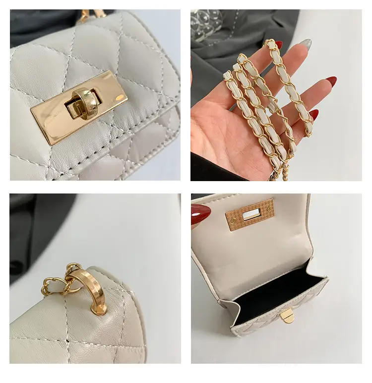 Women's Mini Rhomboid Chain Shoulder Bag White — feature 11
