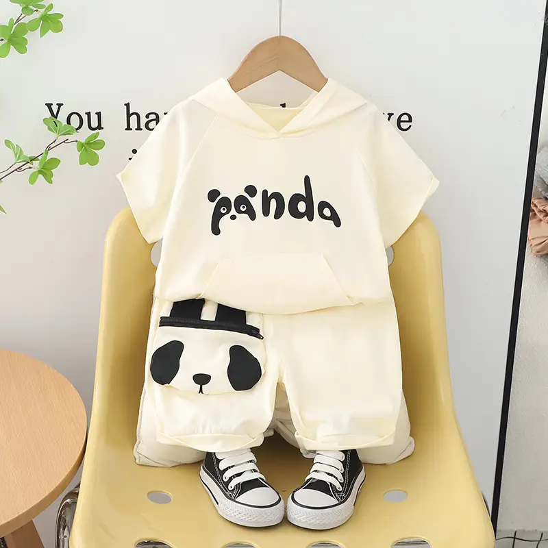 Children Cotton Panda Graphic Shorts Suit Summer - Image 7