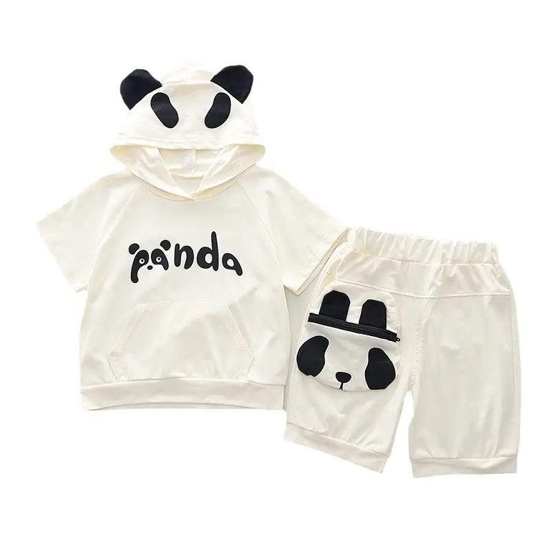 Children Cotton Panda Graphic Shorts Suit Summer - Image 8