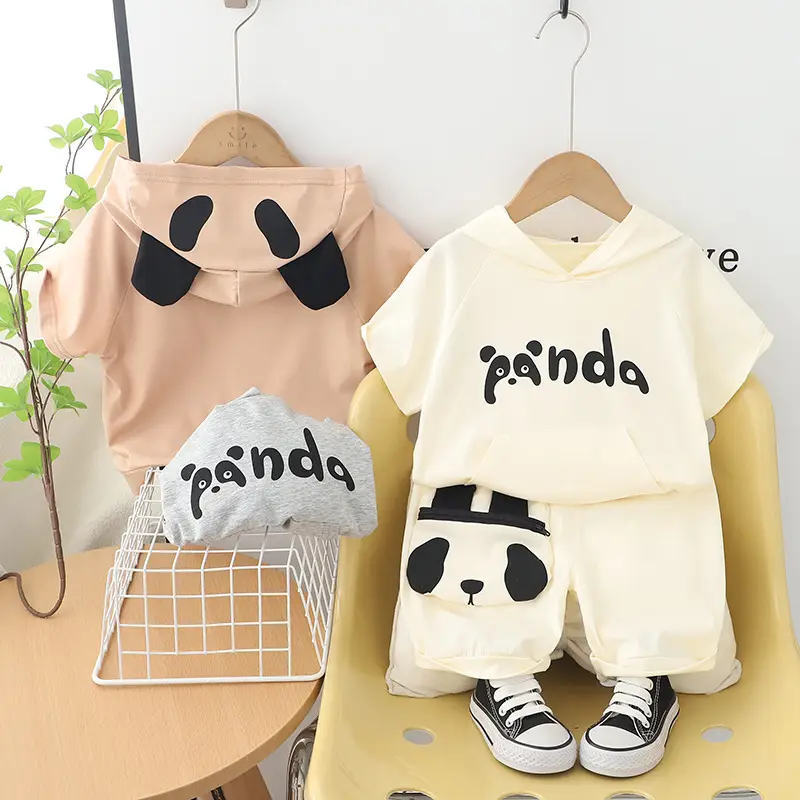 Children Cotton Panda Graphic Shorts Suit Summer — feature 1