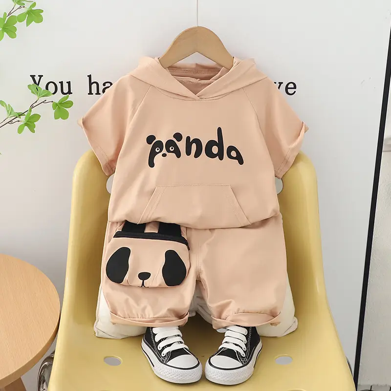 Children Cotton Panda Graphic Shorts Suit Summer - Image 2