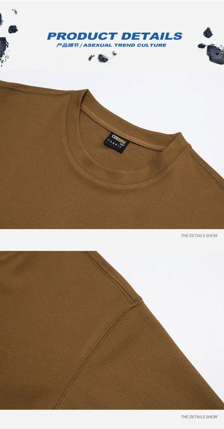 Men Brown Loose Fit T-Shirt Round Neck Summer — feature 11