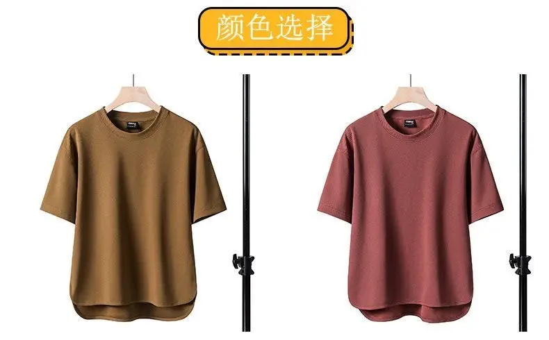 Men Brown Loose Fit T-Shirt Round Neck Summer — feature 3
