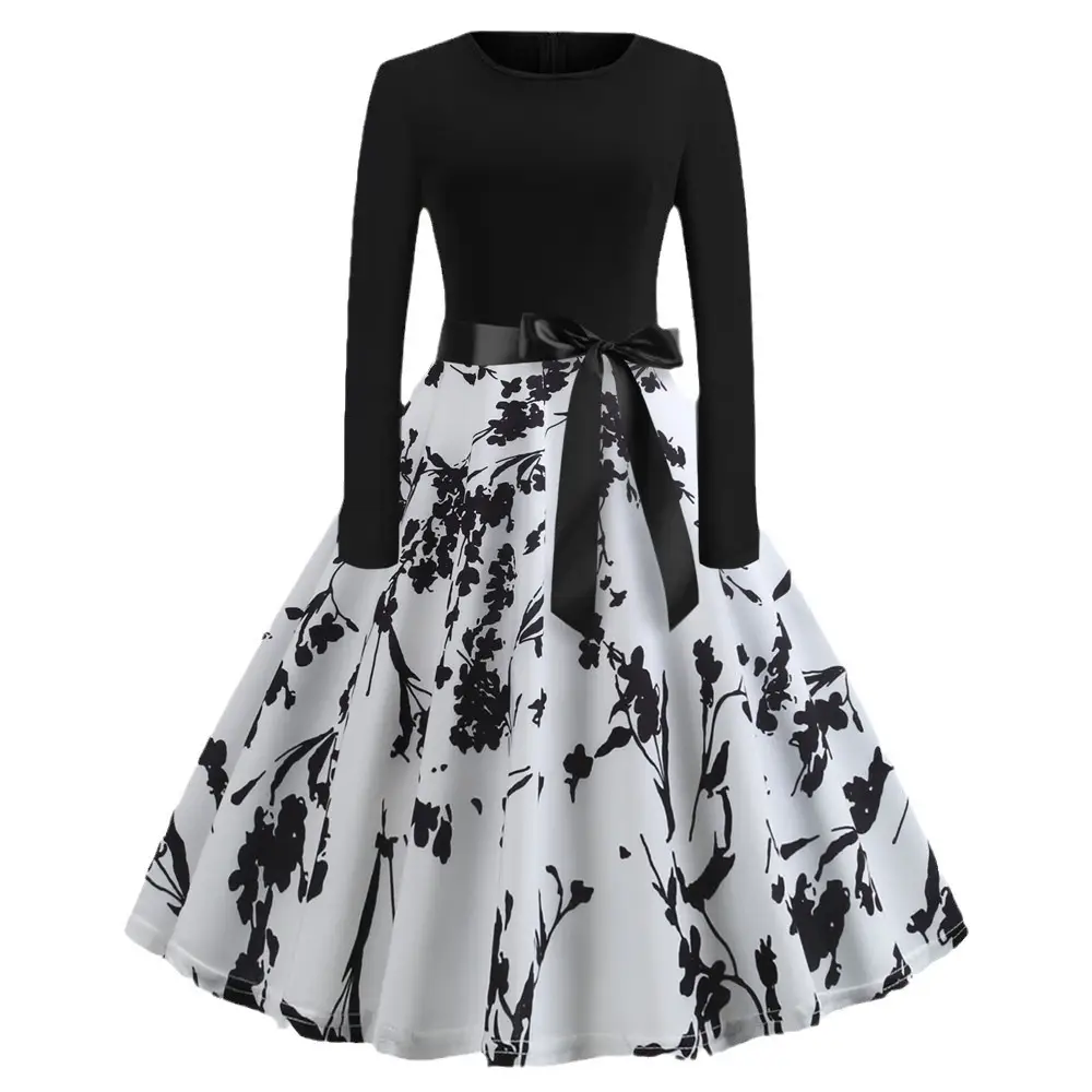 Black Long Sleeve Red Heart Print Skirt Dress - Image 11