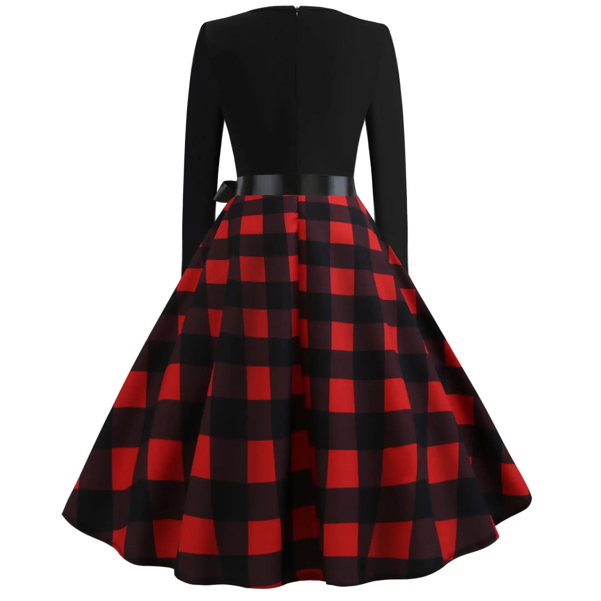 Black Long Sleeve Red Heart Print Skirt Dress — feature 2