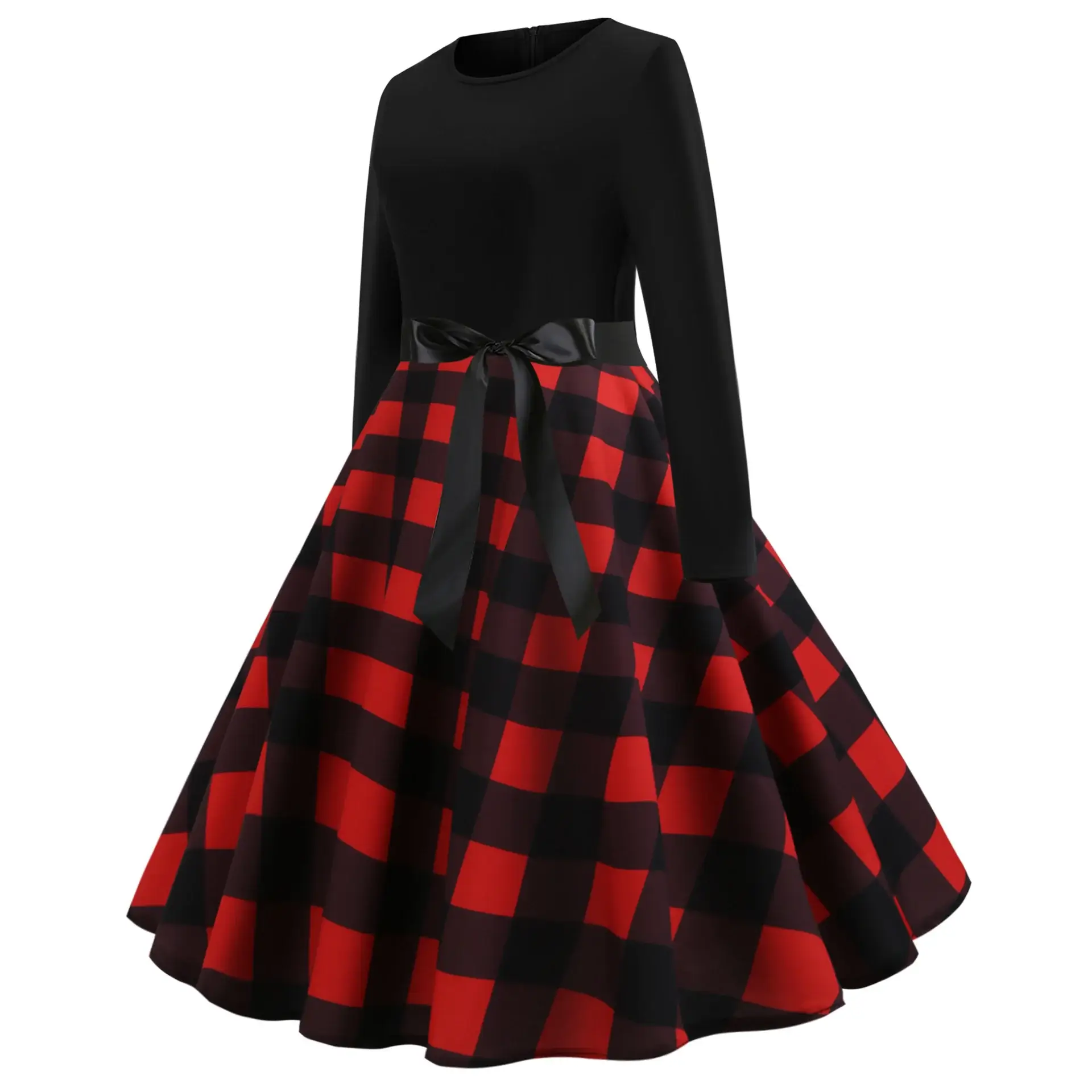 Black Long Sleeve Red Heart Print Skirt Dress — feature 3