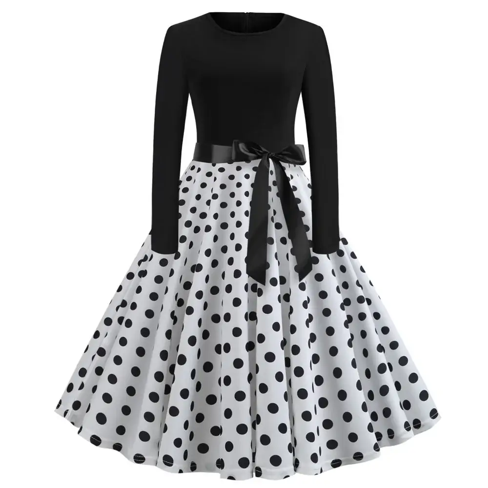Black Long Sleeve Red Heart Print Skirt Dress — feature 7