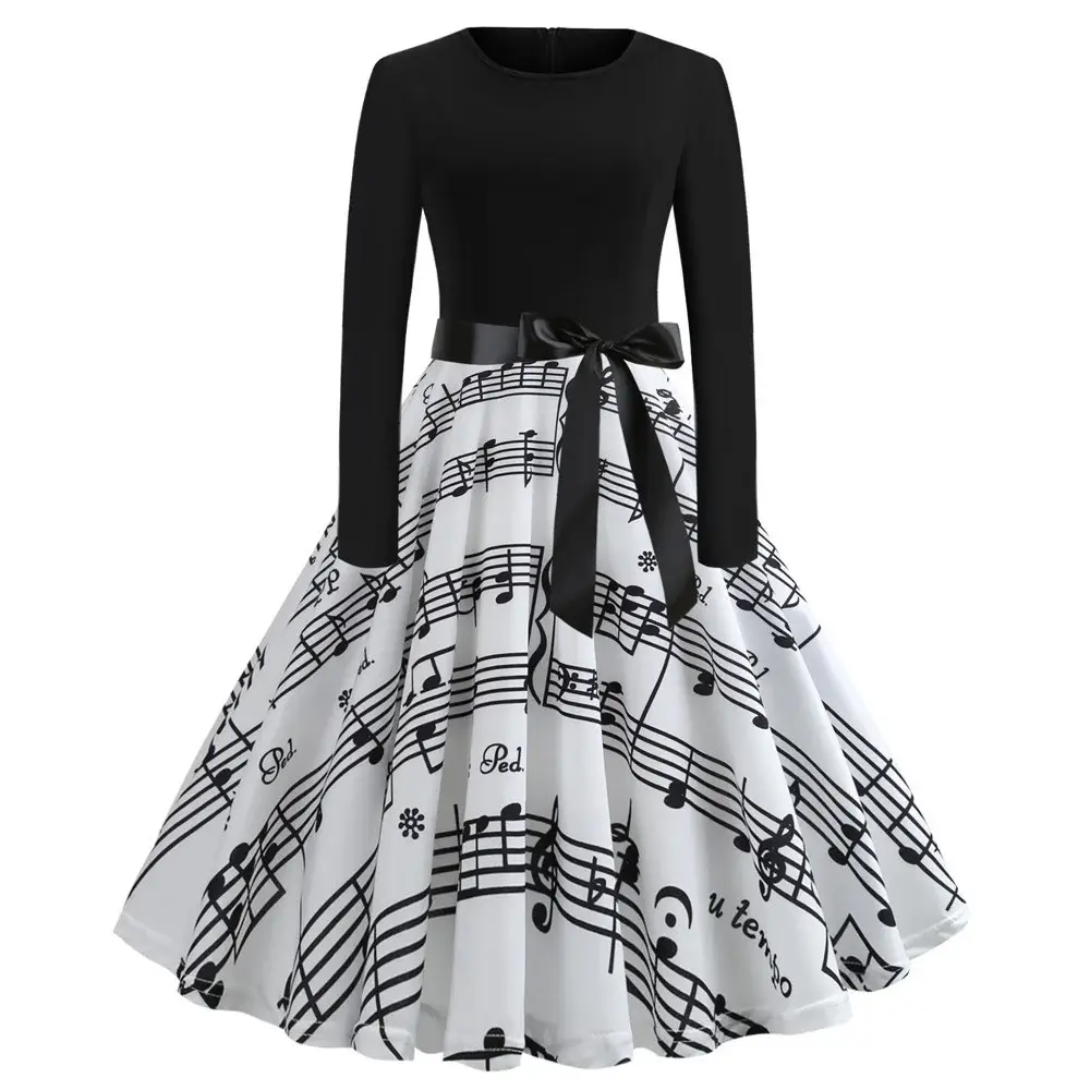 Black Long Sleeve Red Heart Print Skirt Dress — feature 9