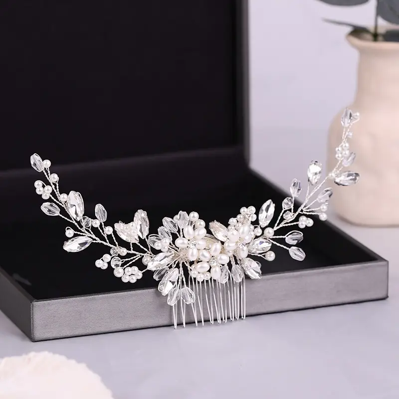 Pearl & Crystal Hair Comb for Bridal Makeup — feature 6