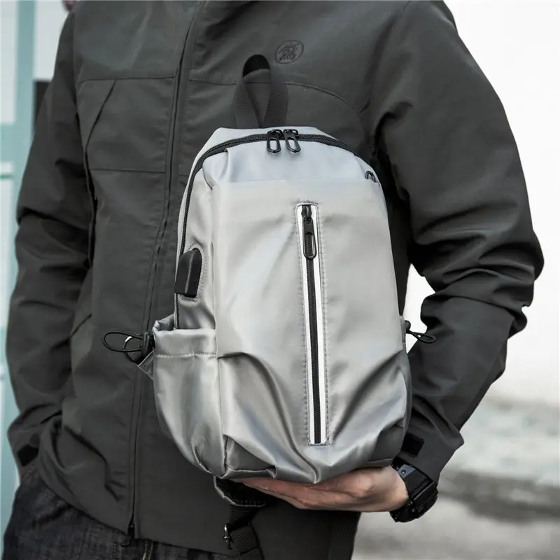 Men's Blue Oxford Cloth Crossbody Bag Large Capacity - Image 5