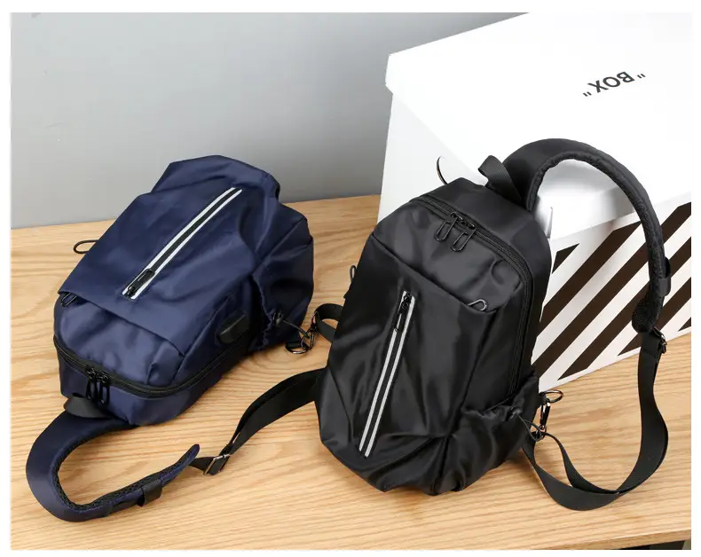 Men's Blue Oxford Cloth Crossbody Bag Large Capacity — feature 17