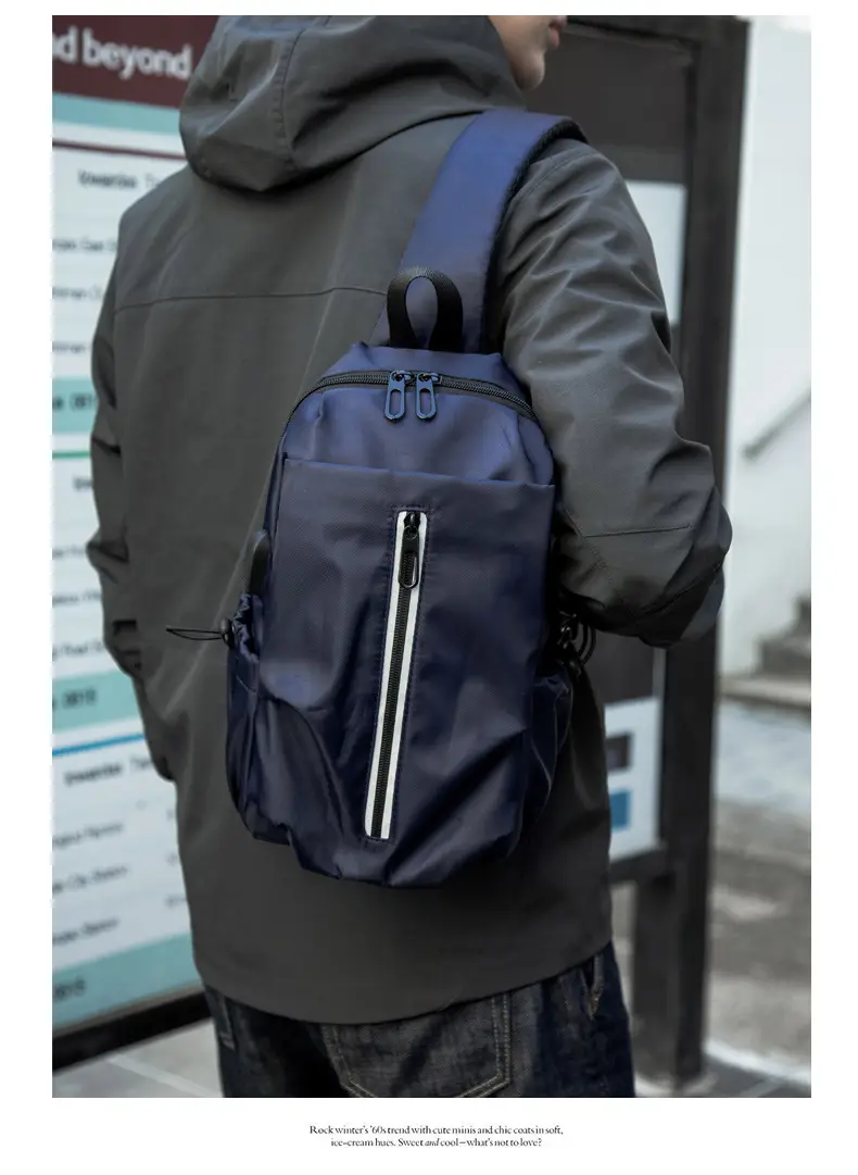 Men's Blue Oxford Cloth Crossbody Bag Large Capacity — feature 41