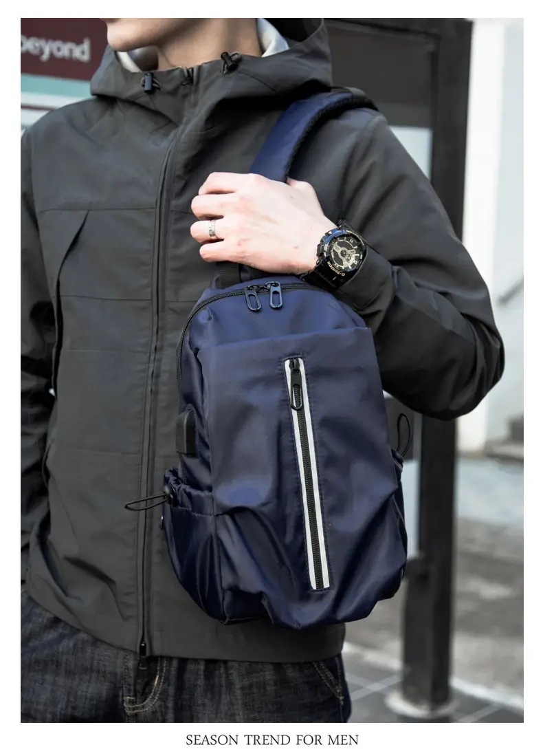 Men's Blue Oxford Cloth Crossbody Bag Large Capacity — feature 42