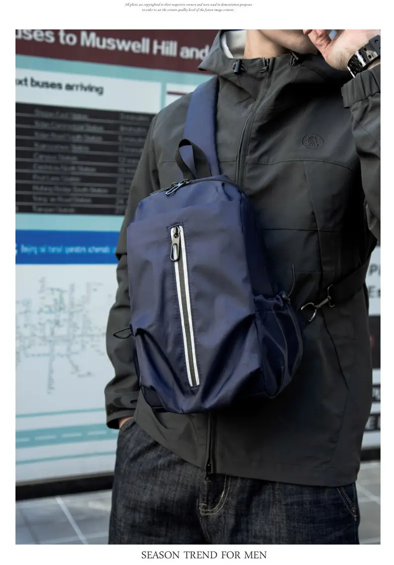 Men's Blue Oxford Cloth Crossbody Bag Large Capacity — feature 43