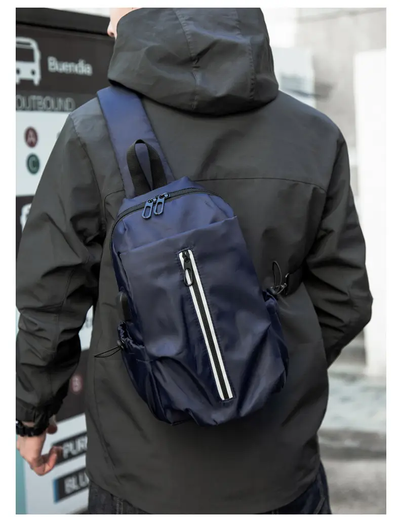 Men's Blue Oxford Cloth Crossbody Bag Large Capacity — feature 44