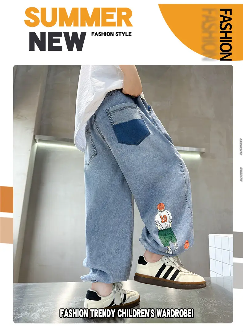Children Denim Pants 2025 Summer Anti-Mosquito Loose Casual Boys — feature 2