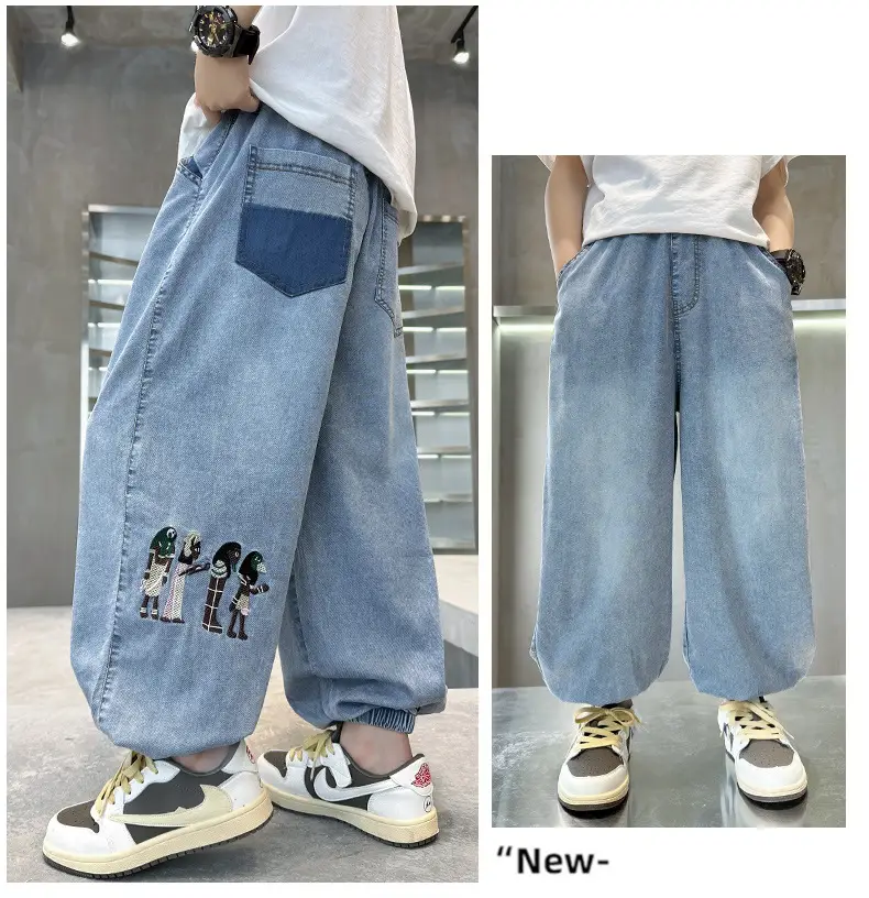 Children Denim Pants 2025 Summer Anti-Mosquito Loose Casual Boys — feature 27