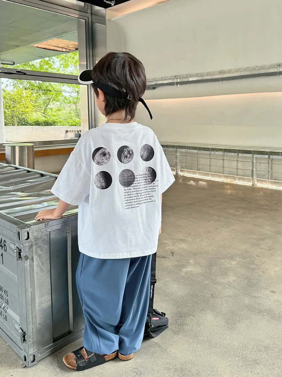 Kids Pure Cotton Planet Print T-Shirt White