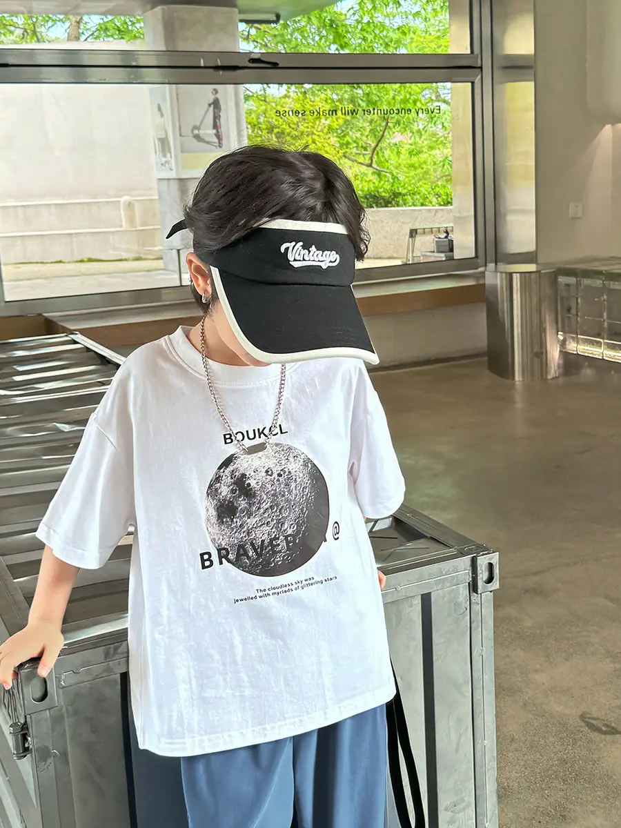 Kids Pure Cotton Planet Print T-Shirt White
