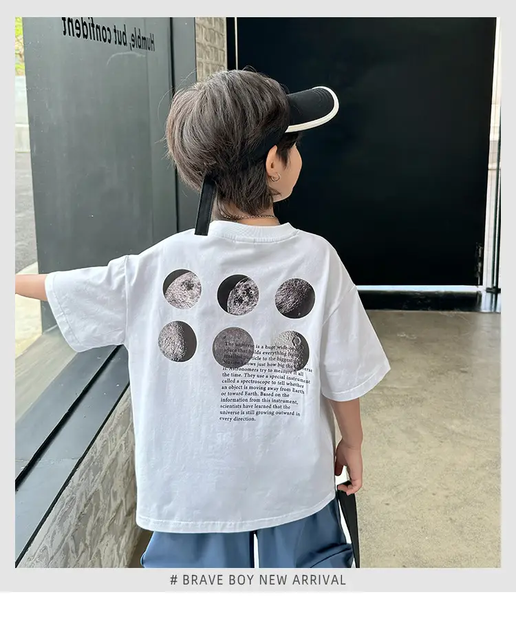 Kids Pure Cotton Planet Print T-Shirt White — feature 2