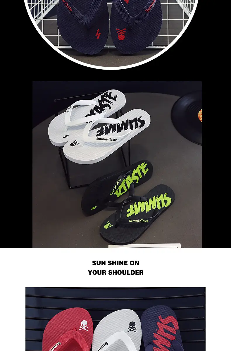 Foreign trade flip-flops men's sandals and slippers summer wear clip feet non-slip boys beach trend outdoor outdoor rubber — feature 11
