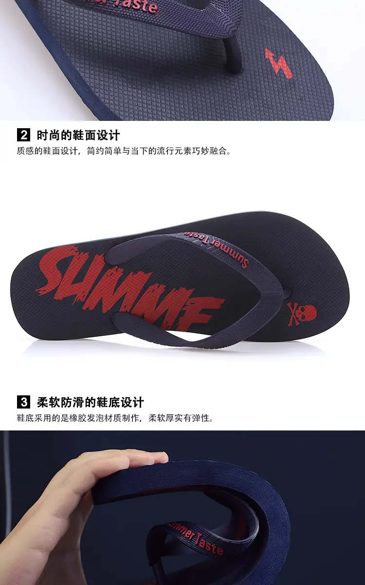 Foreign trade flip-flops men's sandals and slippers summer wear clip feet non-slip boys beach trend outdoor outdoor rubber — feature 5
