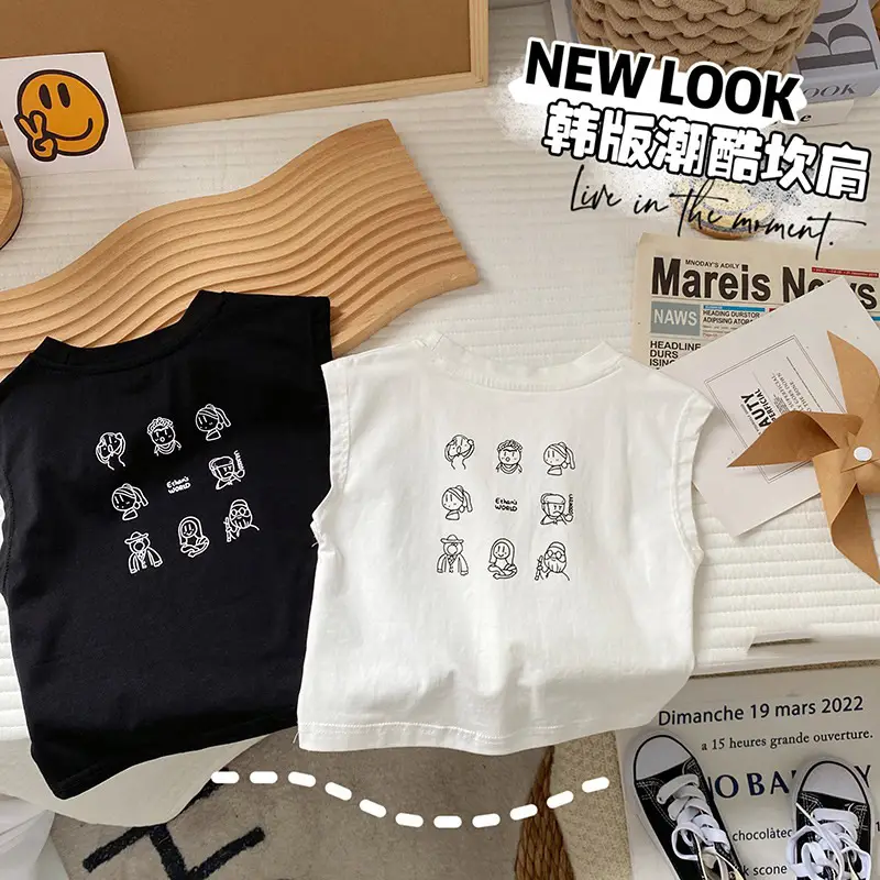 Baby Vest 2024 Boys Summer Sleeveless White Denim Shorts Set - Image 5