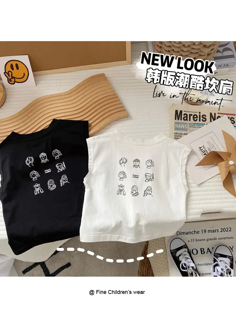 Baby Vest 2024 Boys Summer Sleeveless White Denim Shorts Set — feature 1