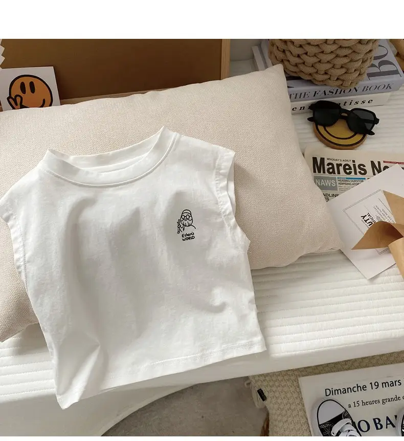Baby Vest 2024 Boys Summer Sleeveless White Denim Shorts Set — feature 5