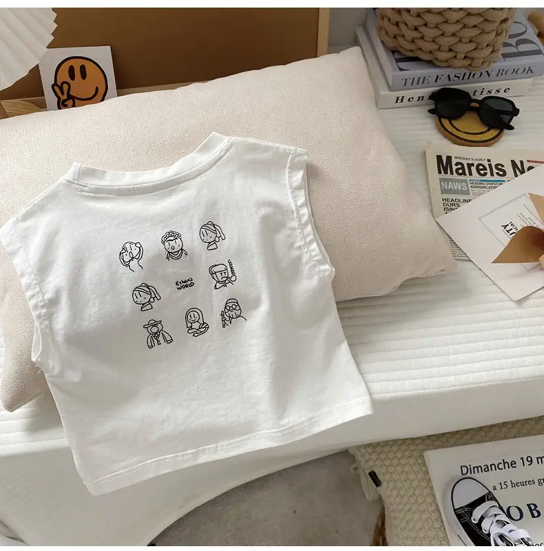 Baby Vest 2024 Boys Summer Sleeveless White Denim Shorts Set — feature 6