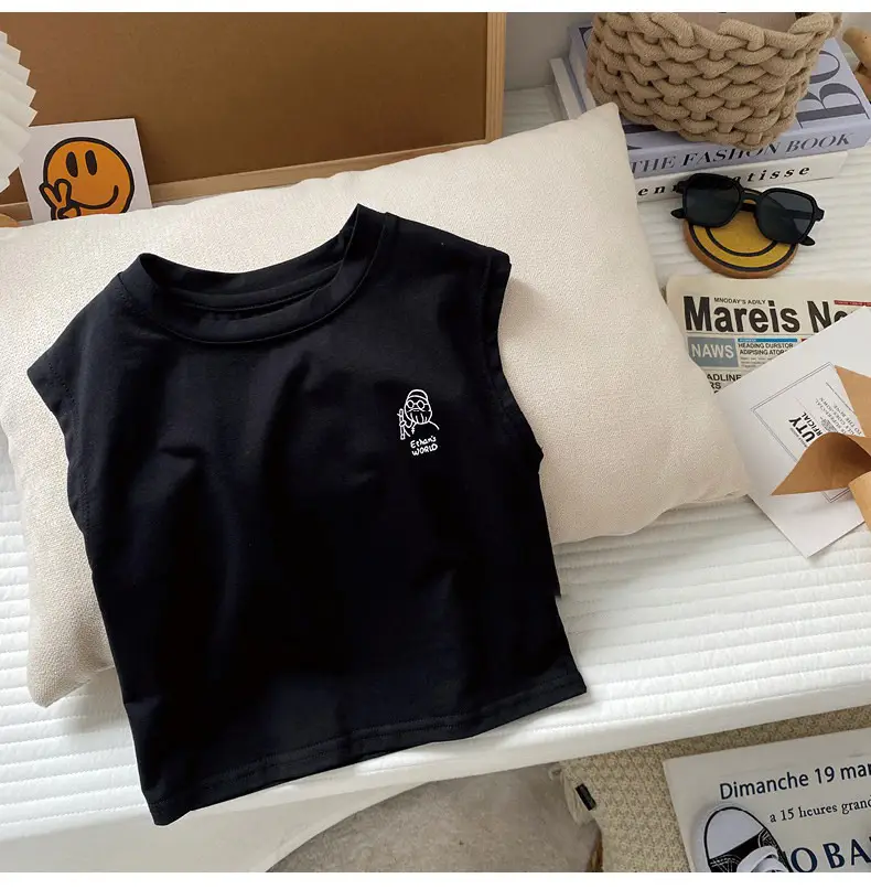 Baby Vest 2024 Boys Summer Sleeveless White Denim Shorts Set — feature 7