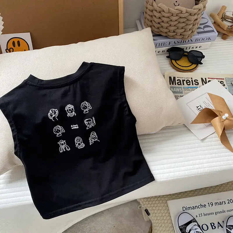Baby Vest 2024 Boys Summer Sleeveless White Denim Shorts Set - Image 2