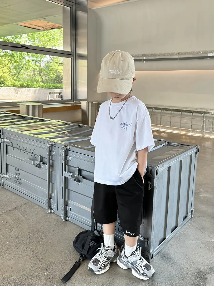 Boys Pure Cotton Short Sleeve T-Shirt White Black - Image 7