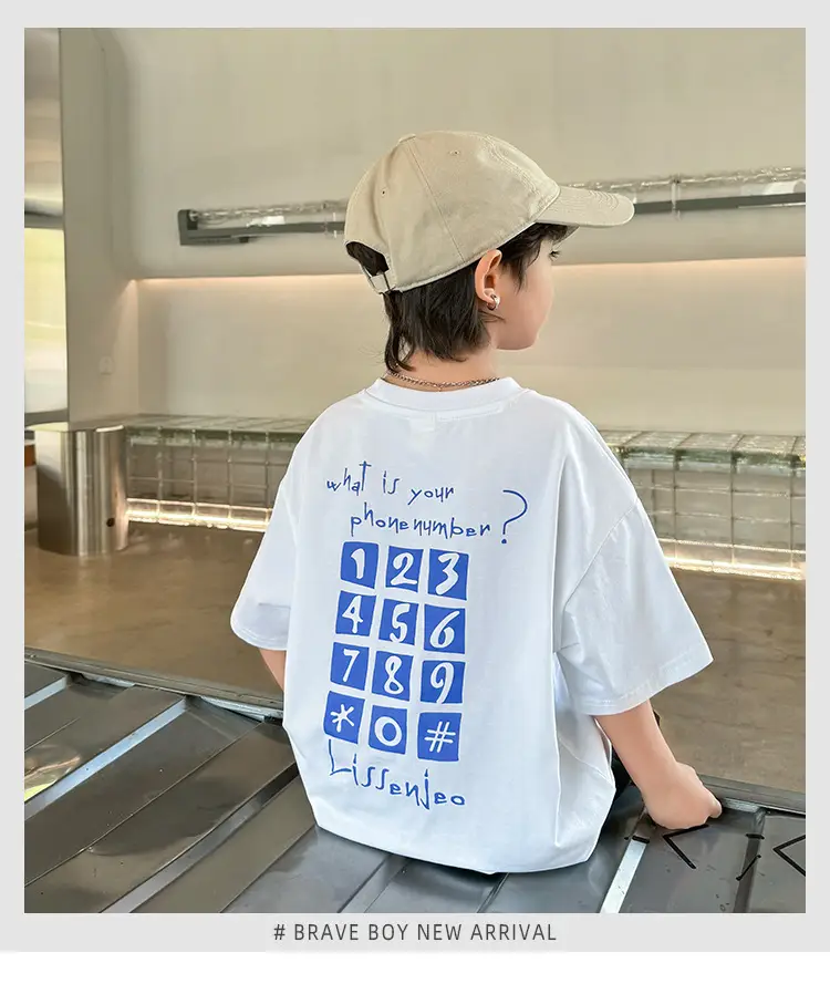 Boys Pure Cotton Short Sleeve T-Shirt White Black — feature 2