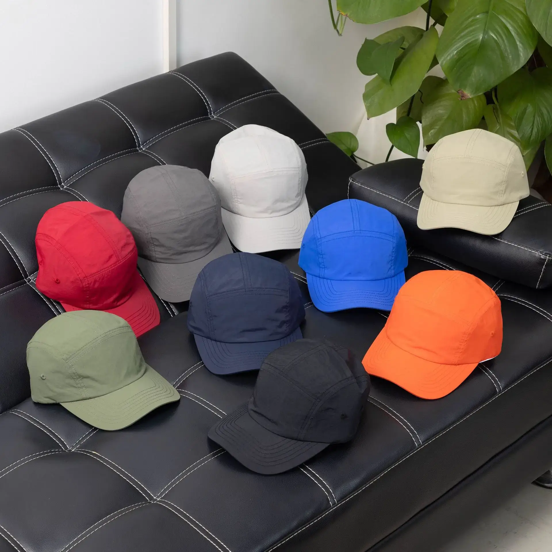Olive Green 5-Piece Nylon Cap for Men Women - Image 8