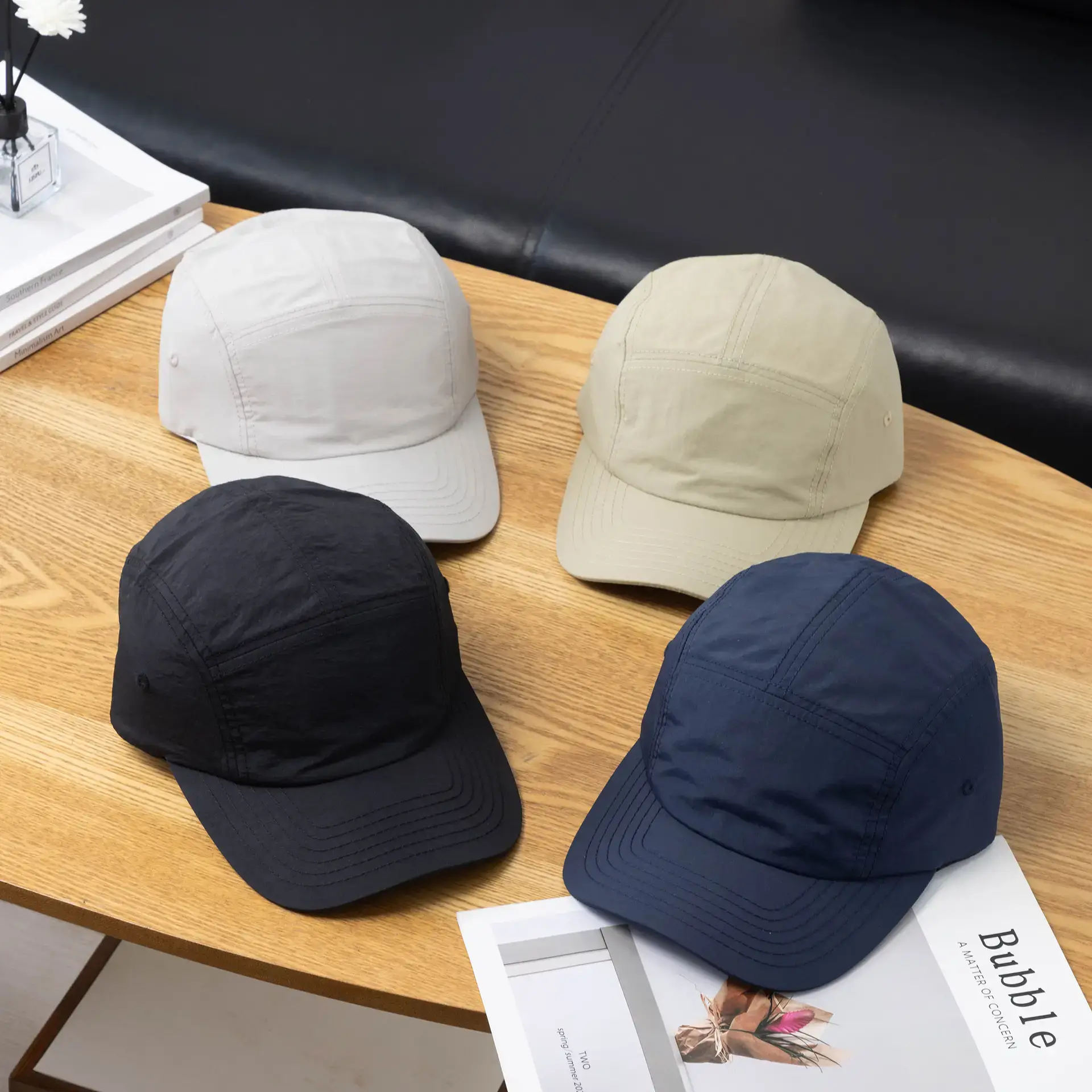 Olive Green 5-Piece Nylon Cap for Men Women - Image 9