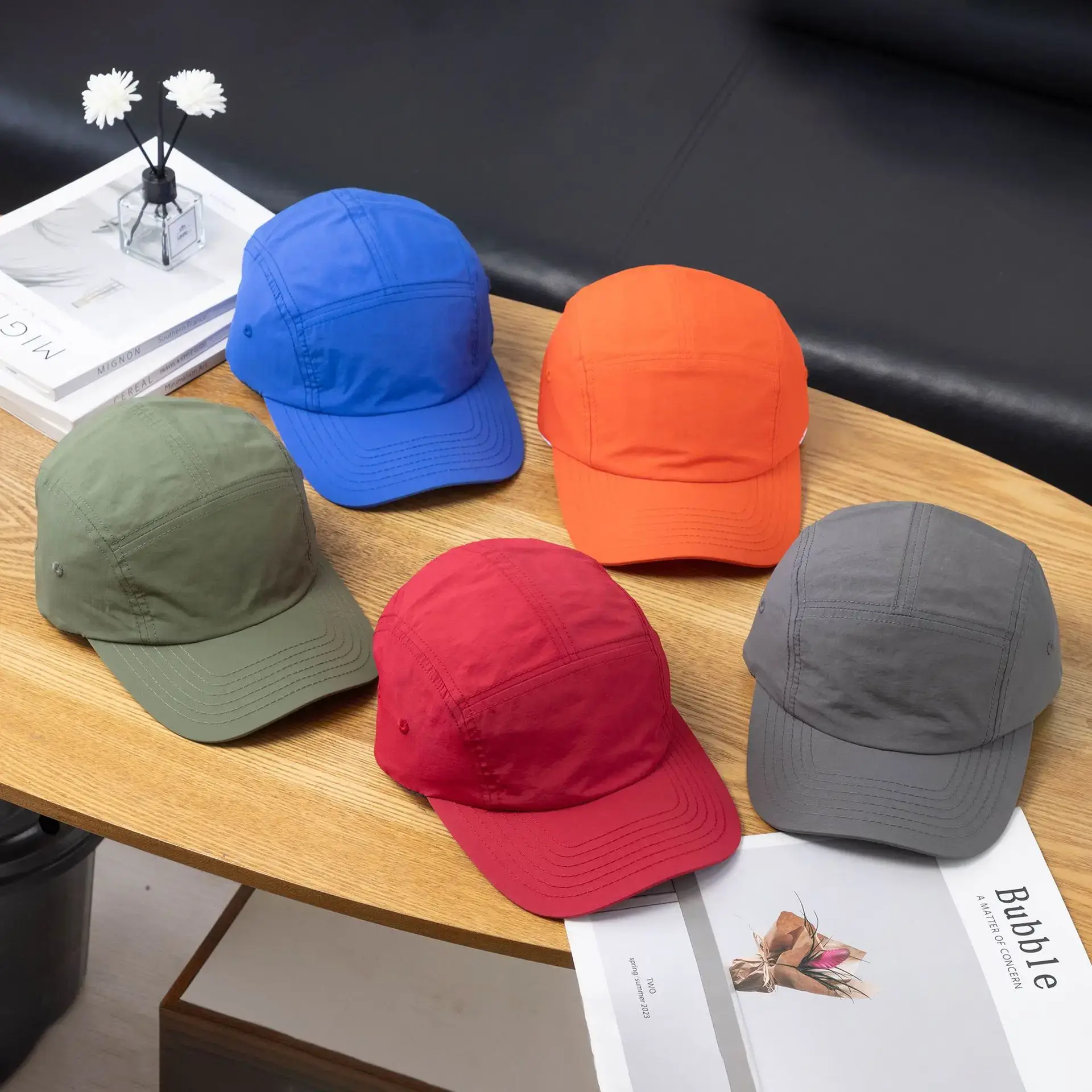 Olive Green 5-Piece Nylon Cap for Men Women - Image 10