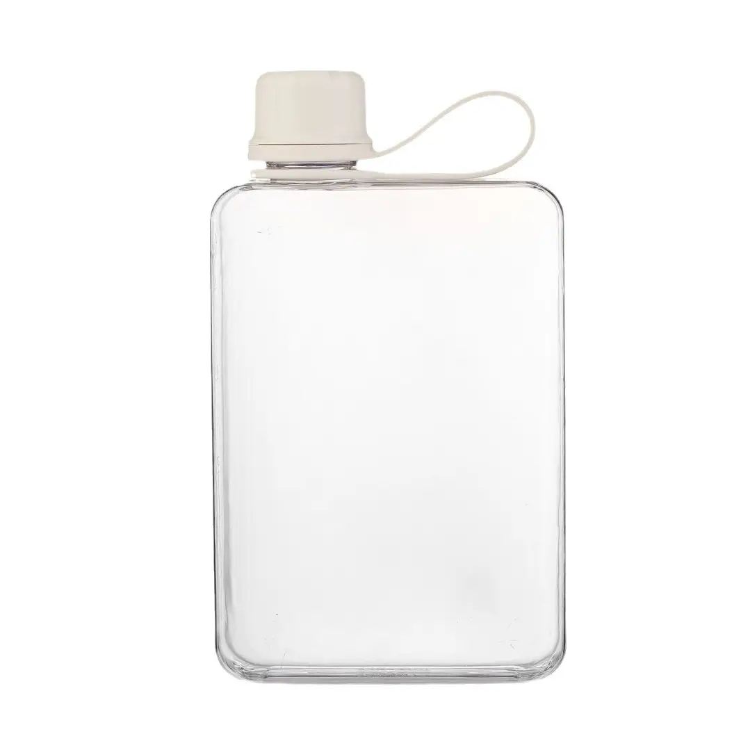 Plastic Flat Water Cup, Compact Coffee Cup, Minimalist Square Student Water Bottle, Portable Cup, Tritan Customizable Square Shape