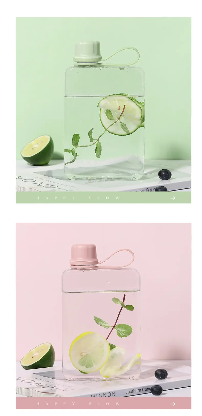 Plastic Flat Water Cup, Compact Coffee Cup, Minimalist Square Student Water Bottle, Portable Cup, Tritan Customizable Square Shape — feature 14