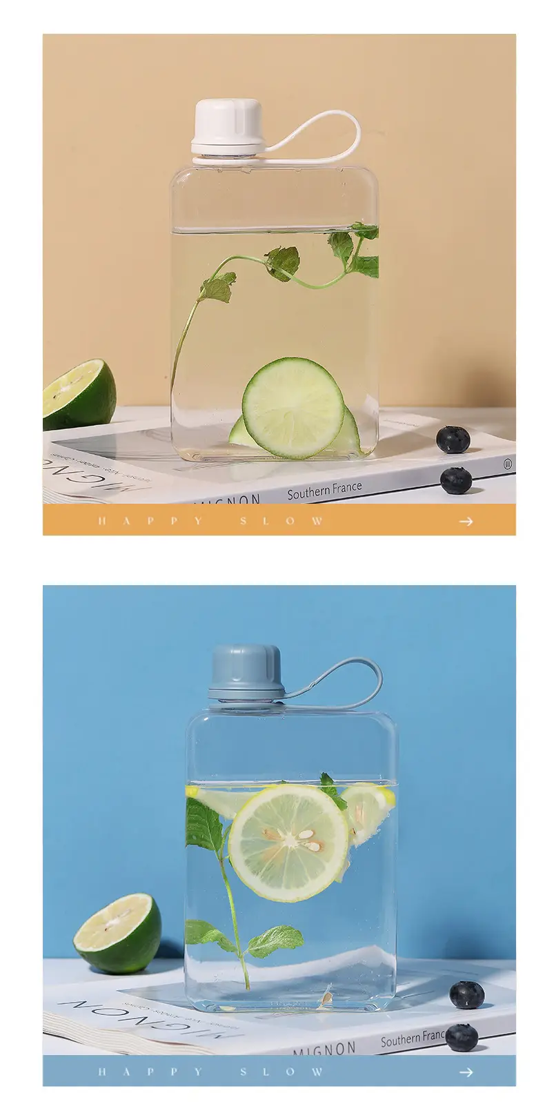 Plastic Flat Water Cup, Compact Coffee Cup, Minimalist Square Student Water Bottle, Portable Cup, Tritan Customizable Square Shape — feature 15