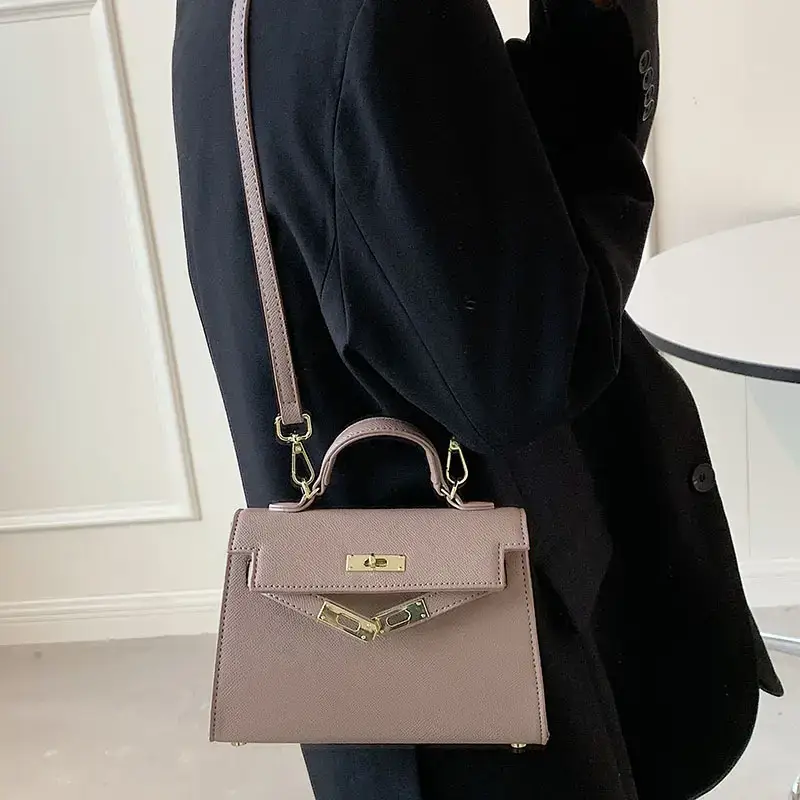 Women's Beige Leather Shoulder Bag with Gold Plated Hardware — feature 23