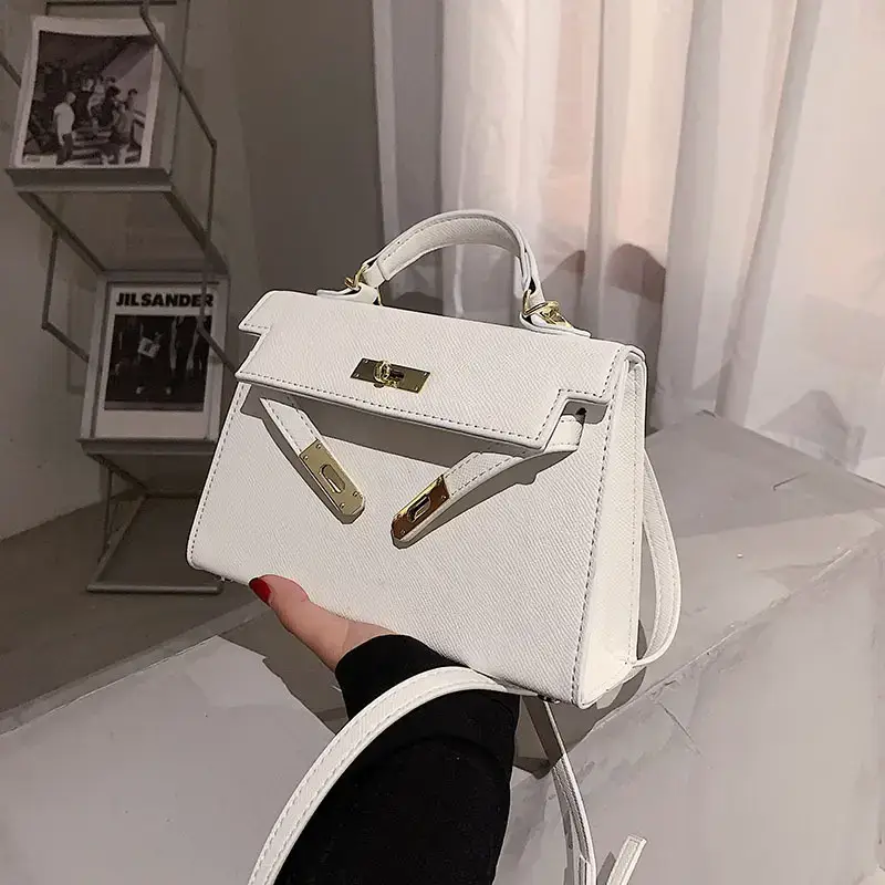 Women's Beige Leather Shoulder Bag with Gold Plated Hardware — feature 34