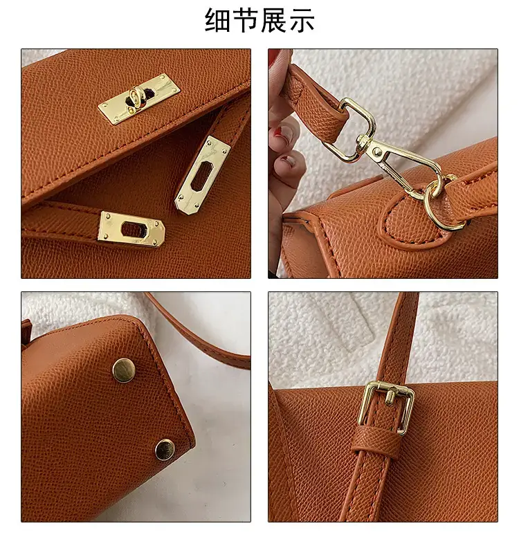 Women's Beige Leather Shoulder Bag with Gold Plated Hardware — feature 9