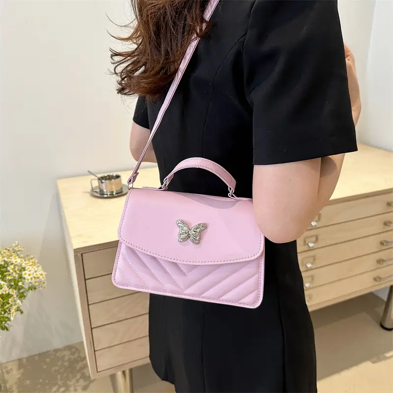 Black Butterfly Rhombic Shoulder Bag for Women