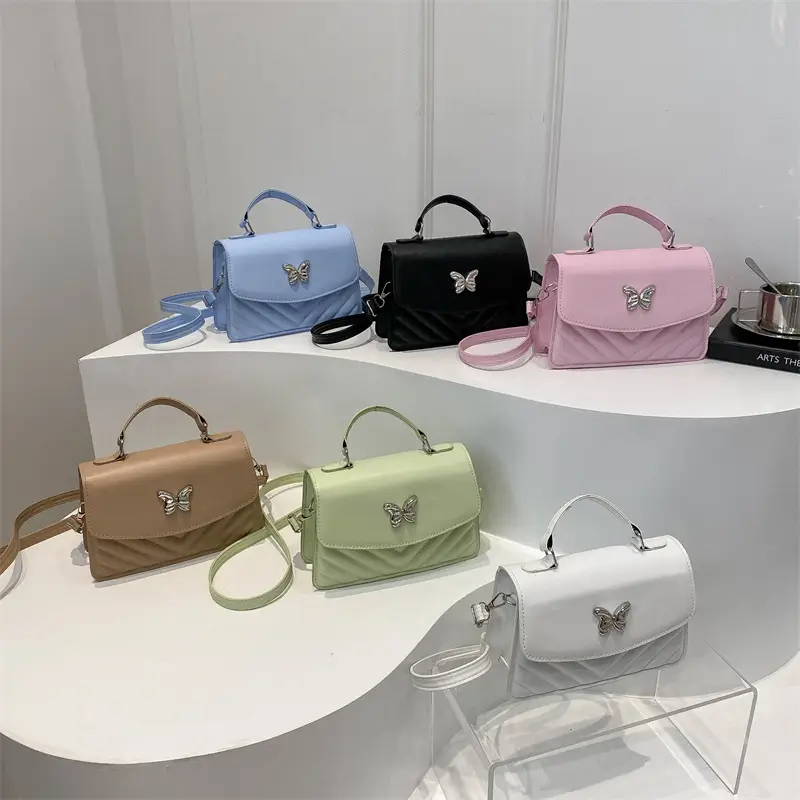 Black Butterfly Rhombic Shoulder Bag for Women