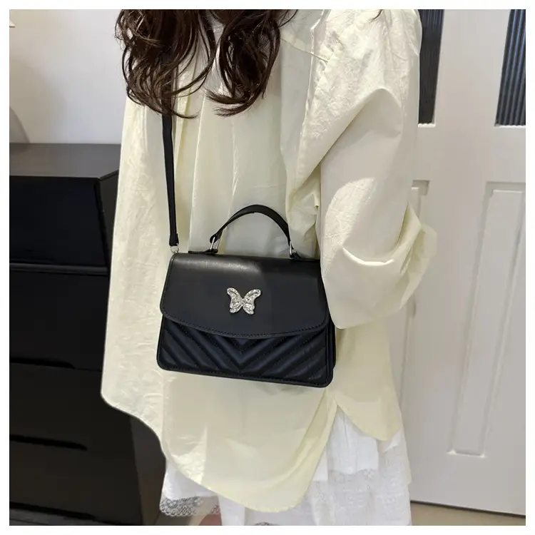 Black Butterfly Rhombic Shoulder Bag for Women — feature 12
