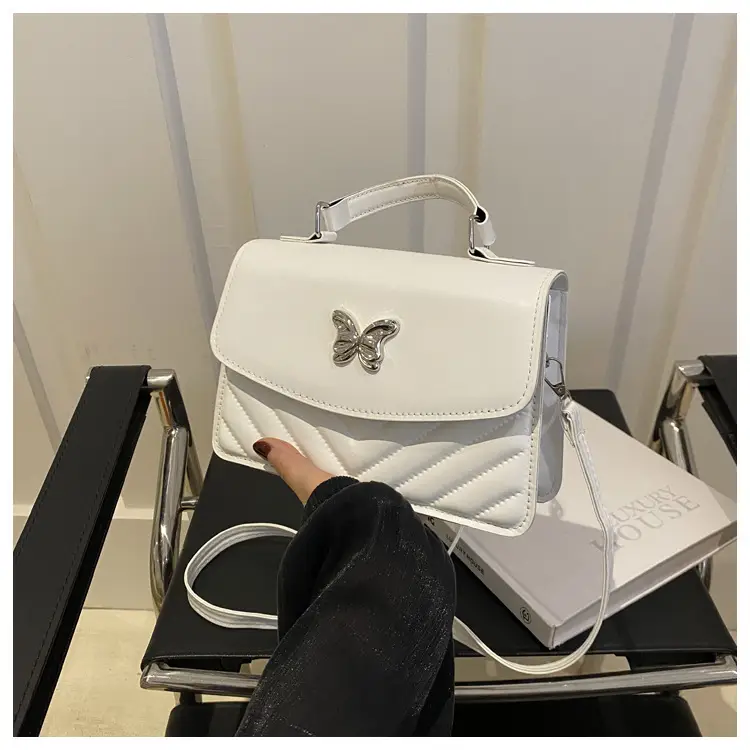 Black Butterfly Rhombic Shoulder Bag for Women