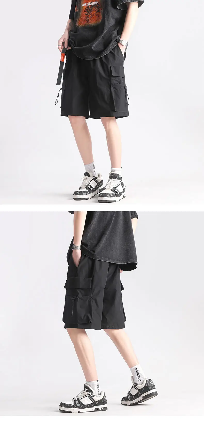 Men's Black Waterproof Functional Shorts Summer Casual — feature 12