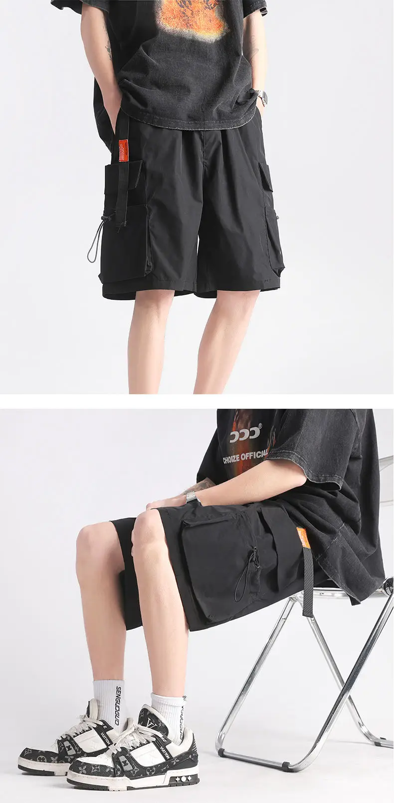 Men's Black Waterproof Functional Shorts Summer Casual — feature 13