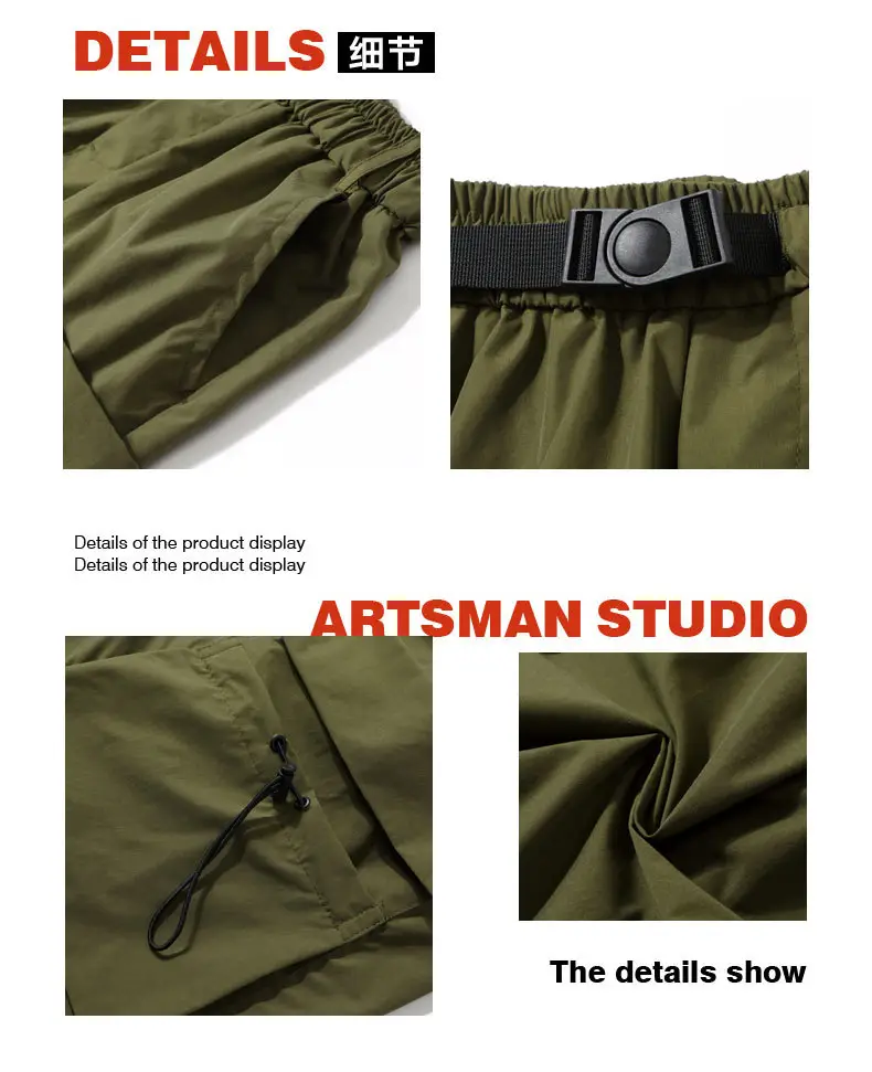 Men's Black Waterproof Functional Shorts Summer Casual — feature 3